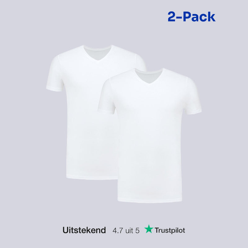 KHAIZEN TENCEL T-shirts V-Hals 2-Pack Wit